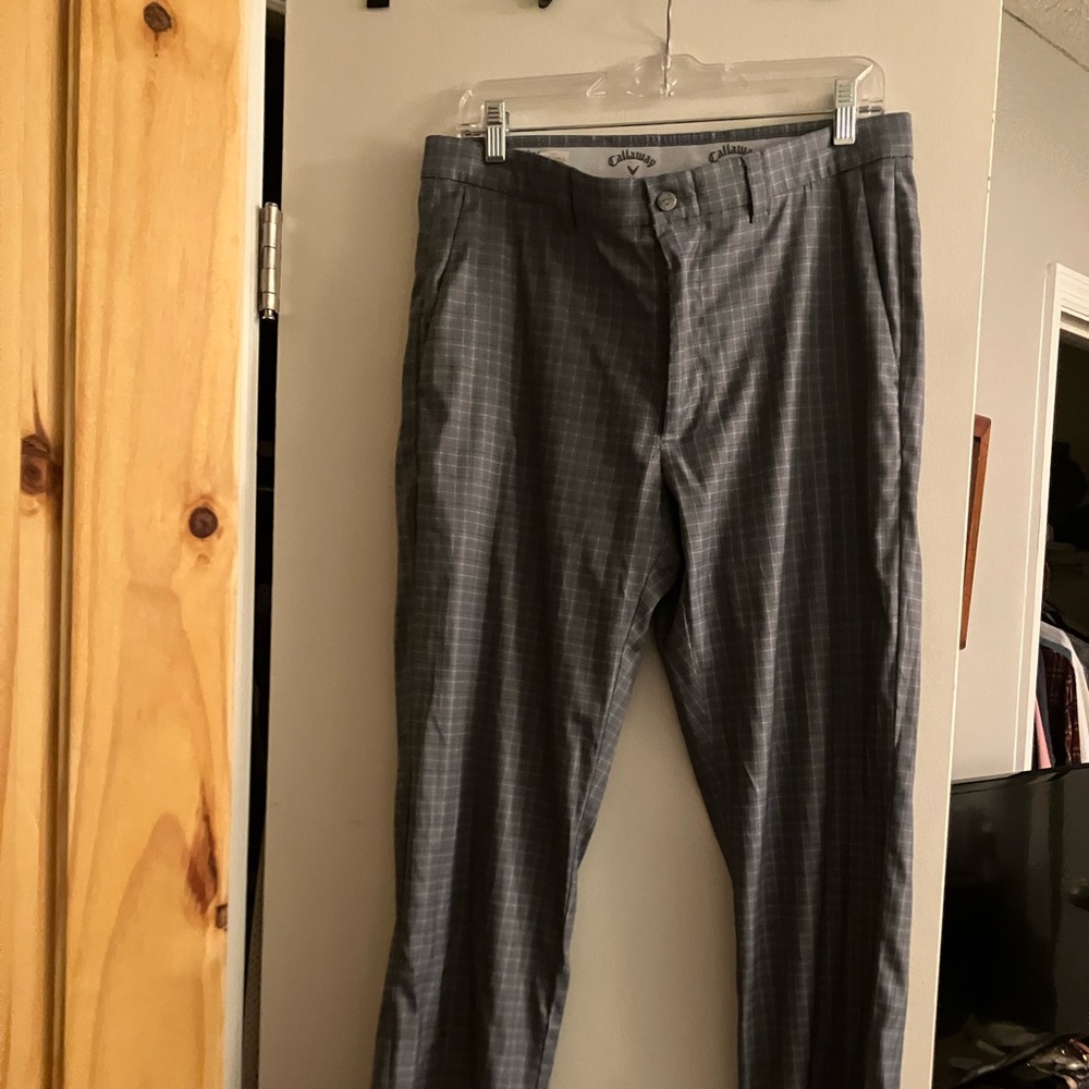 Callaway Men's Gray Plaid Dress Pants